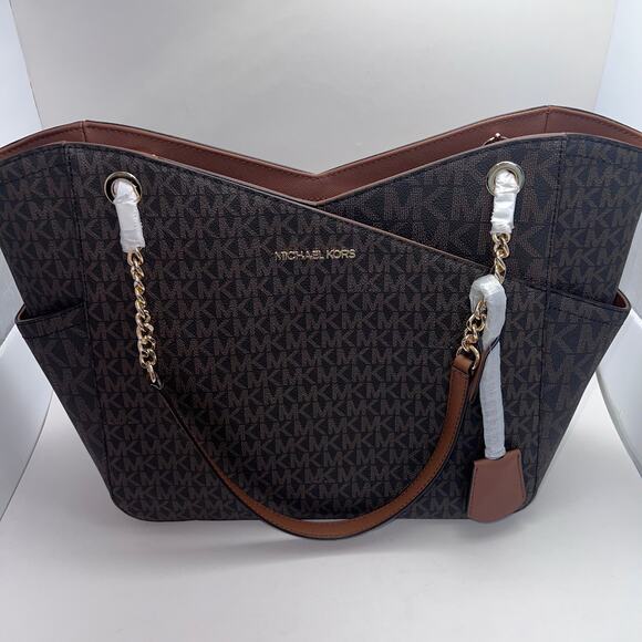 Michael Kors Jet Set Large Signature Logo Shoulder Bag, Large Tote, NWT - Picture 2 of 11